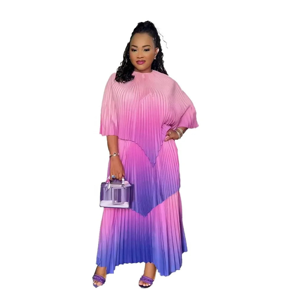 African Design Dresses African Women Gradient Ramp Turkey Dresses African Pleat Ghana Dress Styles