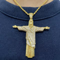 Iced Out Religious 18K Gold Plated Brazil Christo Redentor Rio Christ the Redeemer Statue Jesus Necklace Brazilian Jewelry