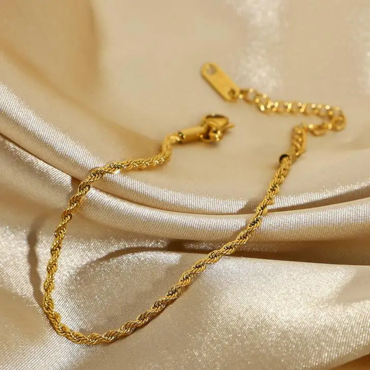 Trendy Twisted Cable Chain Bracelet Jewelry 18k Gold Stainless Steel Rope Chain Bracelet For Women Accessories
