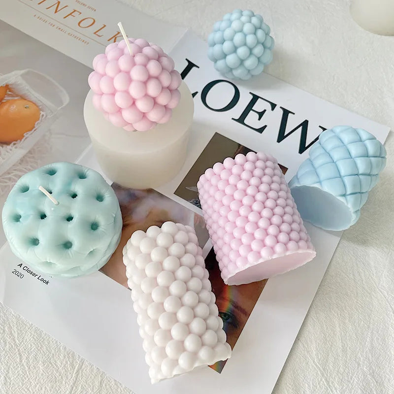 Different Pretty Cylindrical Geometry 3D Cube Sofa Silicone Mold Honeycomb Cylindrical Candle Mold Fondant Chocolate Cake Mould