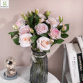 Factory Sale Cheap 46cm Artificial Silk Rose Flowers Milk Pink Green Flowers for Wedding Home Bar Decorative Flower Wholesale