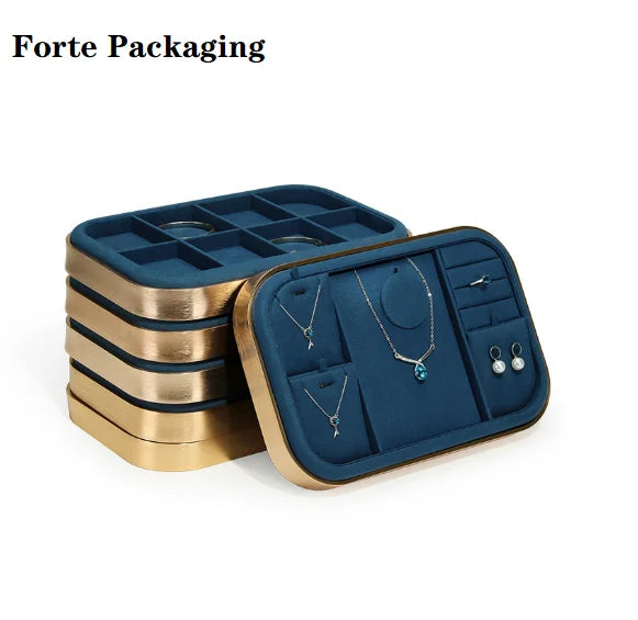 FORTE High End Metal Jewellery Display Tray Custom logo Jewelry showcase Plate Ring Storage Necklace Earrings Display Tray