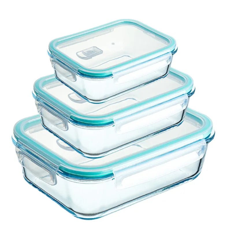 High Quality Airtight Glass Meal Prep Containers Food Storage Container Set Microwave Glass Lunch Box With BPA Free Lid