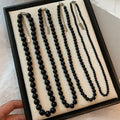 Fashionable and Versatile 4mm 6mm 8mm10mm Round Black Onyx 45cm Beaded Couple Necklaces Jewelry Customized