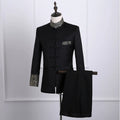 S-4XL Standing Collar Tang Suit Set Men's Single Row Buckle Chinese Style Host Dress Chinese Style Performance Suit