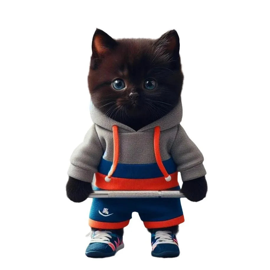 Desktop Mini Cute Fitness Cat Sculpture Desktop Decorations Ornaments for Home Bar Party Desk Decoration Funny Gift