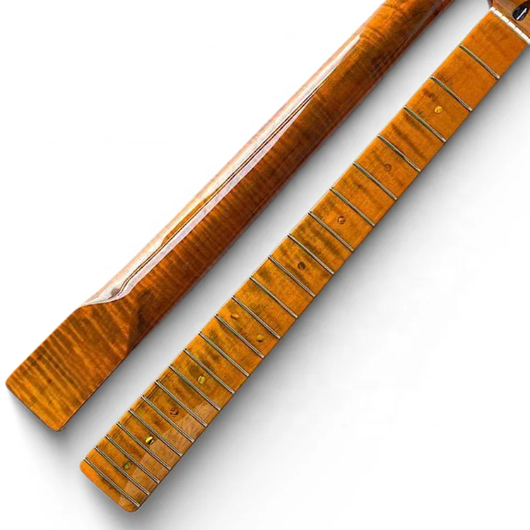 Yasen Wholesale 22 Fret Guitar Neck Electric Dark Tiger Flame ST Guitar Neck Flame Maple