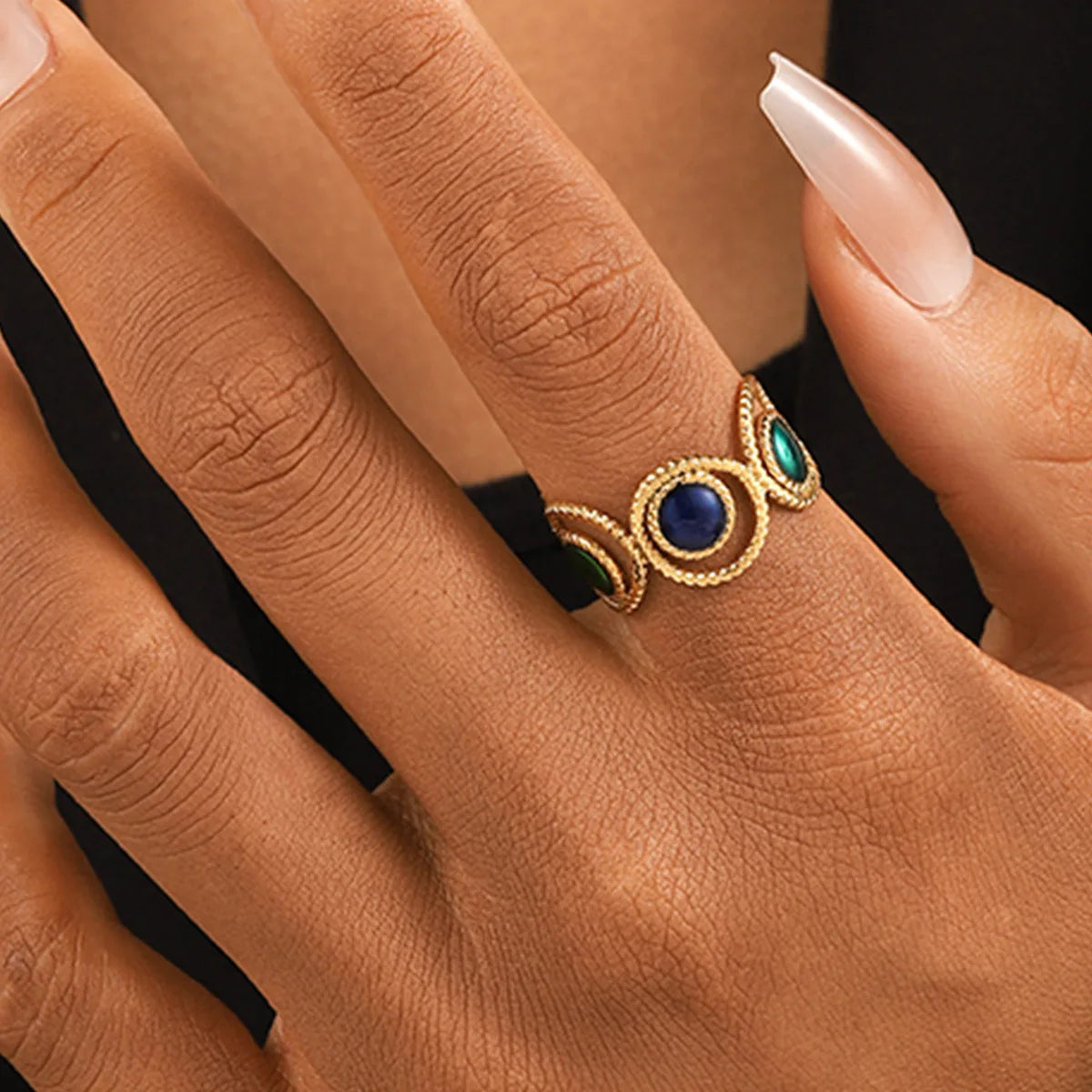 Beimai OEM Ring Retro Ethnic Style Colorful Oil Drop Circle Open Adjustable Women Ring