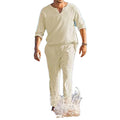 Autumn Men's Casual 2-Piece Set S-4XL Long Sleeved Linen Top Work Pants Streetwear Loose Fitting Breathable for Summer Work
