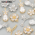 MD18 18k Gold Plated Nickel Free Copper & Zircon Jewelry Findings & DIY Pendants 6pcs/lot High Quality