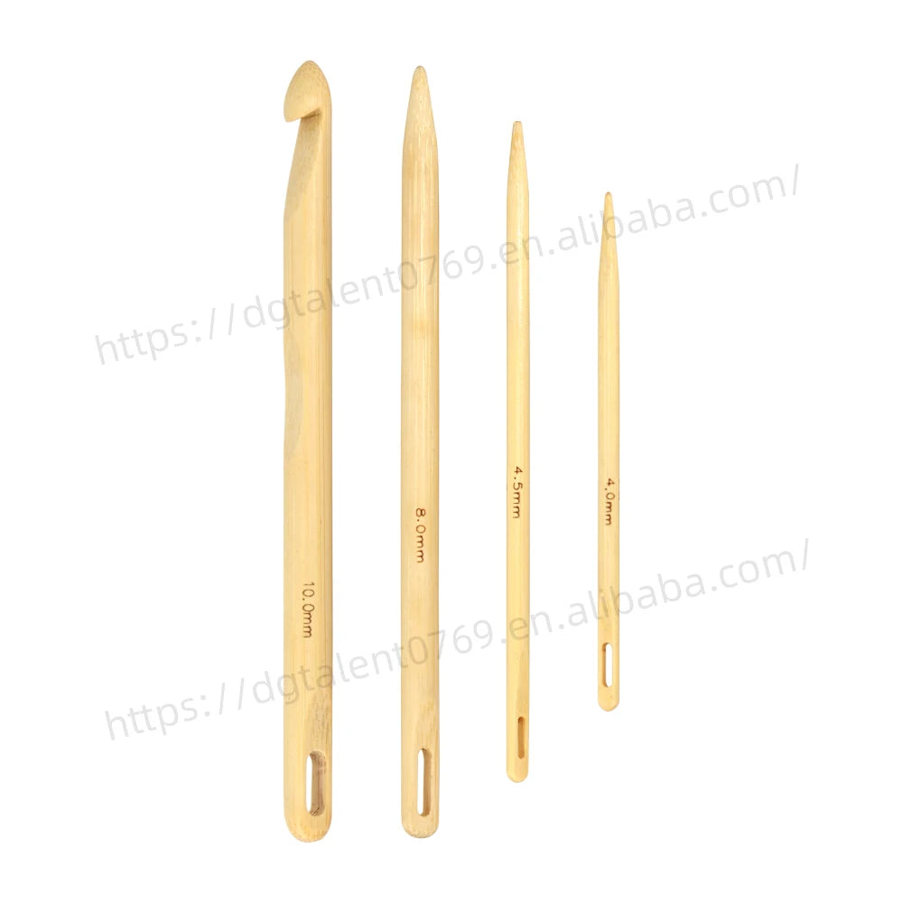 TaiLai Handcrafted Adjustable Wooden Crochet Hooks  Custom Brand Logo Embellishment & Natural Wood Finish Needles