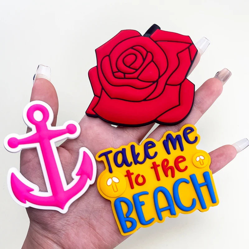 Large Luxury Designer Custom Summer Flower Take Me to the Beach Hand Big Bag Accessories Charms Trend for Women's Bags Bulk