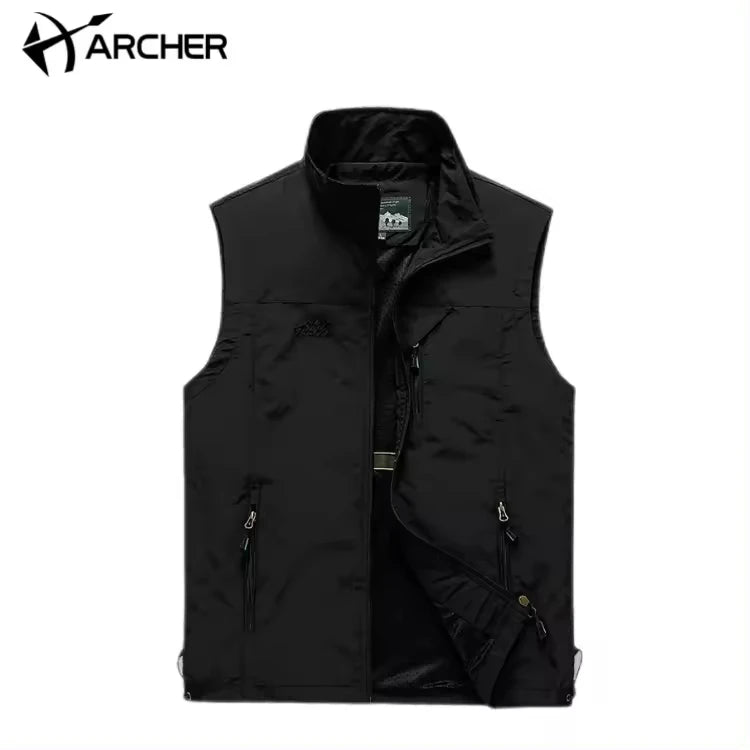 Latest Model Fashion Utility Vest Stand Collar Breathable Outdoor Running Vest Work Sleeveless Winter Men Vest