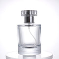 Empty Cylindrical Round 50ml Glass Perfume Bottle Packaging with Cap Crimp Spray