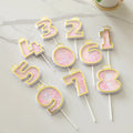 factory direct cake decoration creative glitter powder blue 0-9 numbers birthday cake plug-in cake card