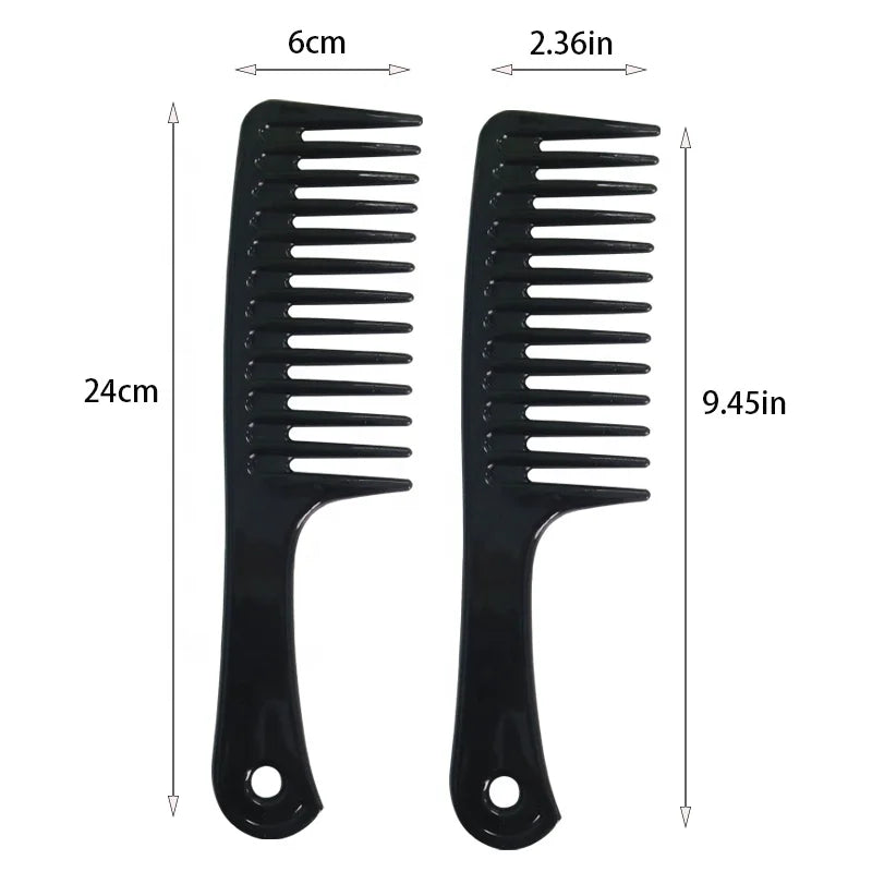 Customized logo Wide Tooth Magic Anti Static Hair Comb Salon Barber Plastic Black Hair Comb