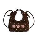 Trend Simple Retro Women's Handbag Adjustable Shoulder Flower Patches Bag