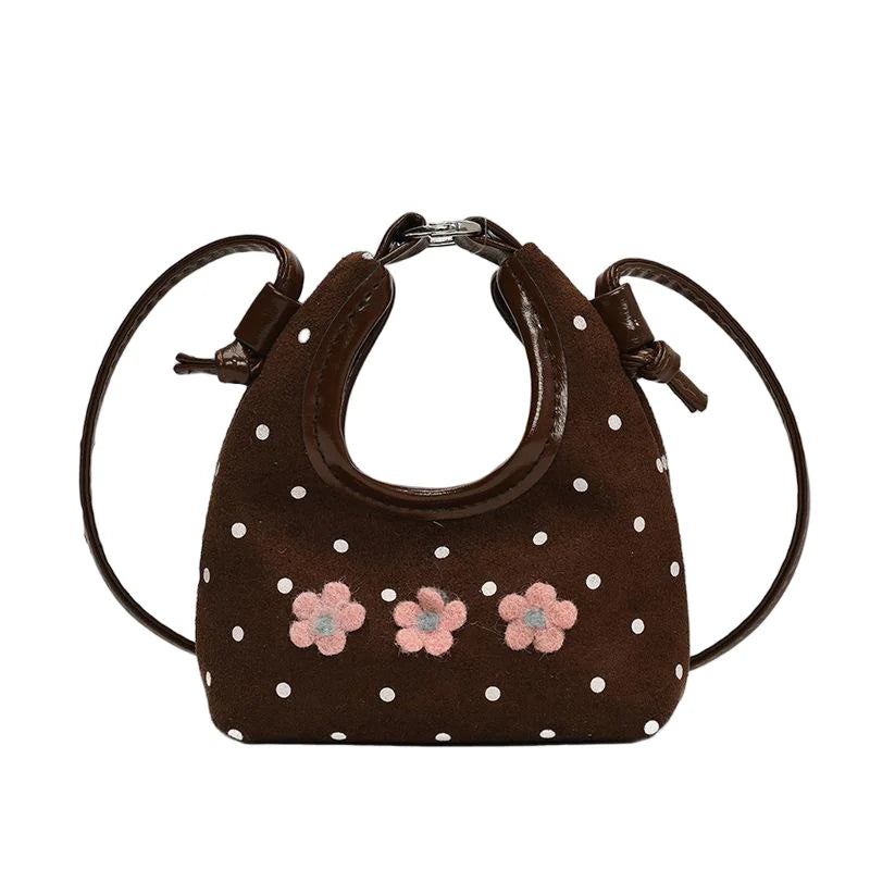 Trend Simple Retro Women's Handbag Adjustable Shoulder Flower Patches Bag