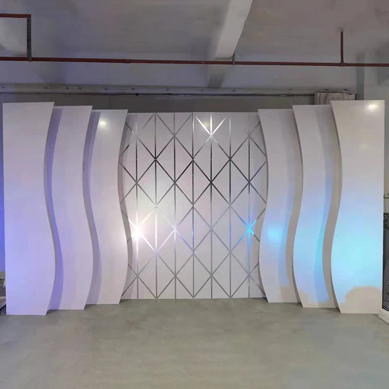 LUCKYGOODS 2021 New White Color Wave Screen Large PVC Backdrop for Wedding BJ210511-12