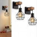 Set of 2 Industrial Wall Sconces Mount Light with Metal Cage Shade Black Wall Lights Indoor for Kitchen Living Room E27 Base