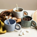 Ceramic Ring Handle Mug with Polka Dot Pattern Kitchen Drinkware Coffee Cup Mug Creative Retro Breakfast Cup