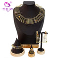 MEIZI JEWELRY Fashion 24k Gold Plated Saudi Arabia Exaggerated Bracelet Ring Earrings Necklace Wedding Jewelry Sets