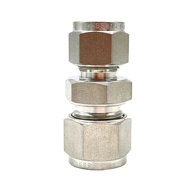 High Pressure Instrumentation Tube Fitting 6000PSI 1/4 3/8 1/2 SS316L Double Ferrule Tube Union for Oil & Gas Industry