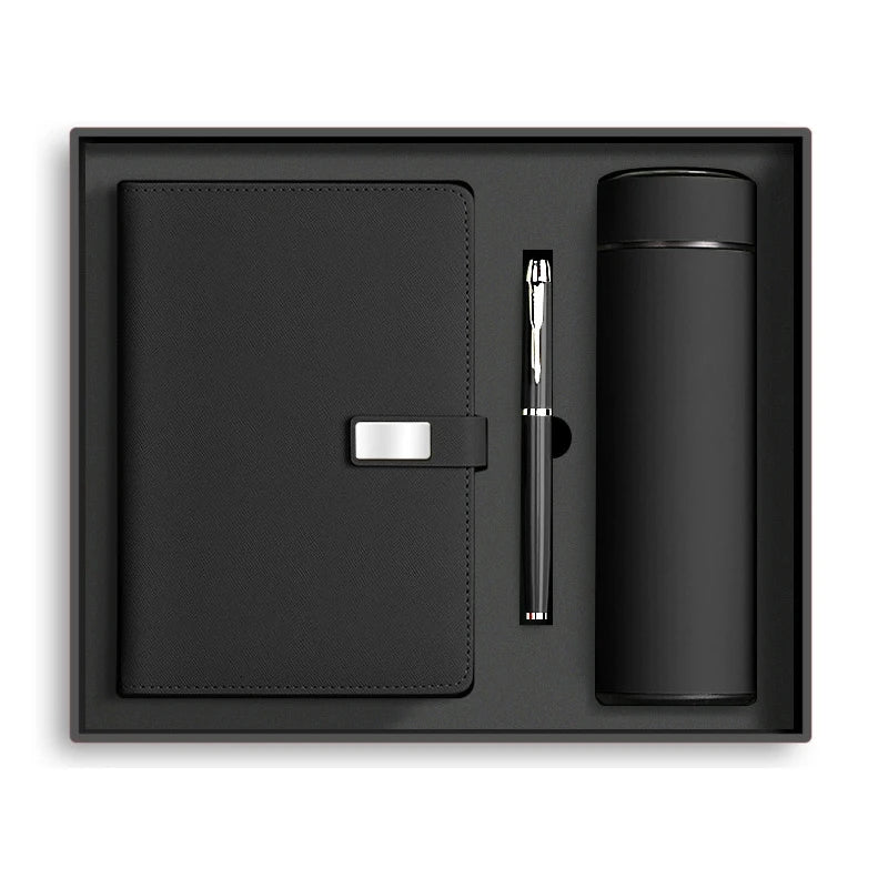 Luxury Promotional Idea Gifts Items Notebook Customizable Business Boxed Notebook Gift Set With Pen and Thermos
