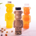 Cute Little Teddy Bear PET Plastic Drinking Bottle with Screen Printing for Honey Beer & Tea