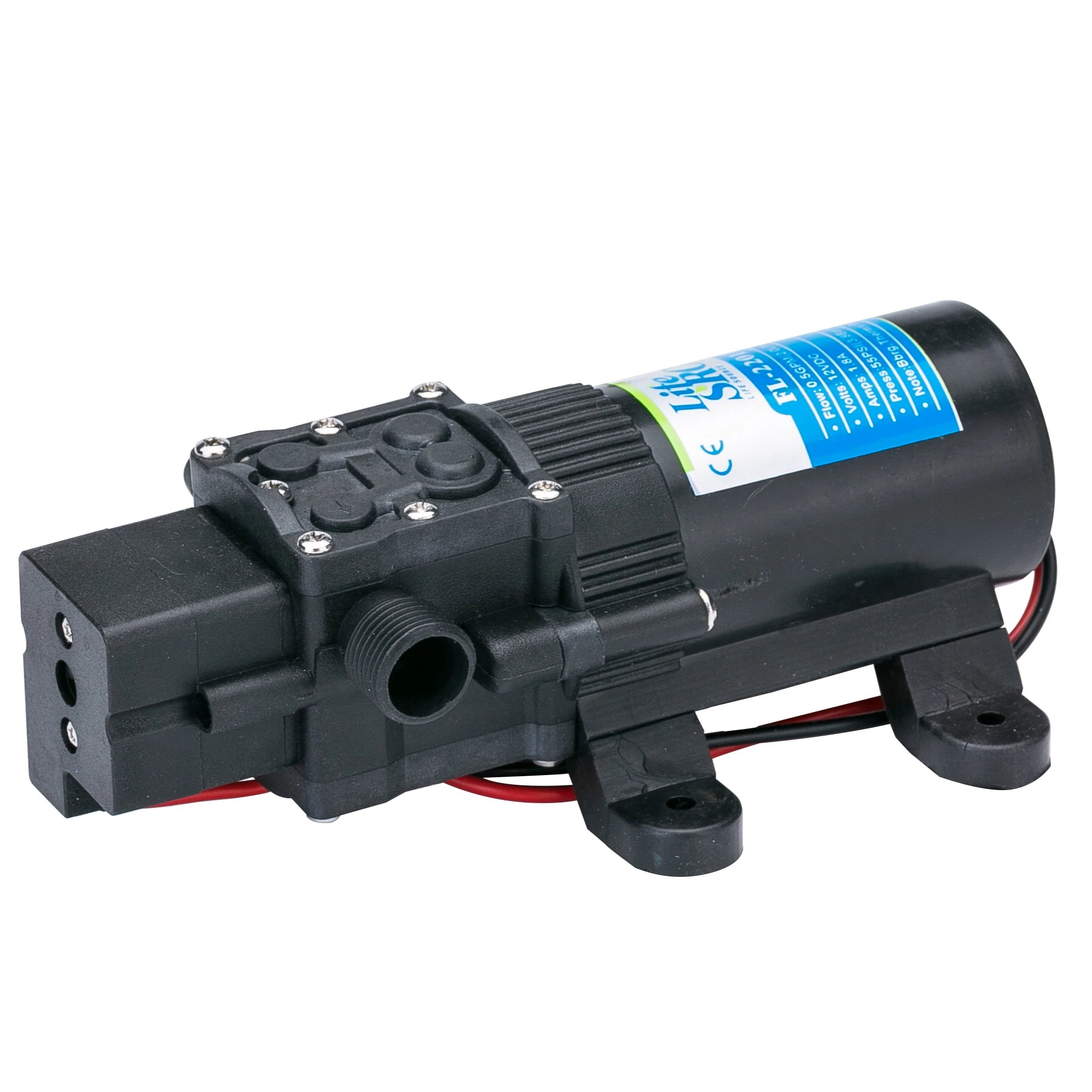 LifeSRC High Pressure  12v Dc 3.8lpm 35psi Variable Diaphragm Mini Electric Water Pump With 18mm Thread Outlet 9.5mm Hose Barb