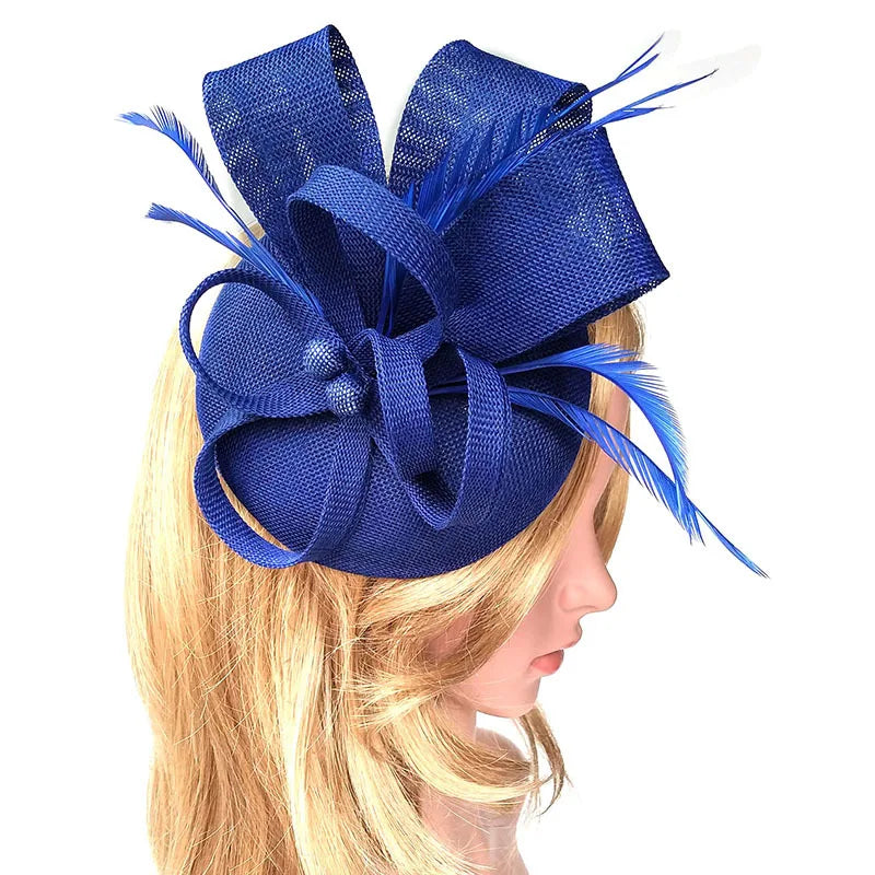 England Boutique Women Red Blue Green Designer Kentucky Sinamay Hair Band Derby Cap Accessories for Hair Sale