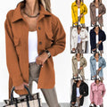 Winter Woolen Jacket Women's Long Sleeve Coat Autumn Fashion Vintage Solid Color Button Coats