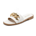 Women's Fashion Trend Metal Buckle Slope Heel Slippers Chain One Stirrup Ladies Thick Bottom Slippers One Strap Women's Shoes