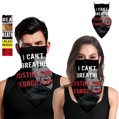 Digital Printed Polyester Spandex Facemask USA I Can't Breathe Protective Triangle Scarf Multicolor European-American Style