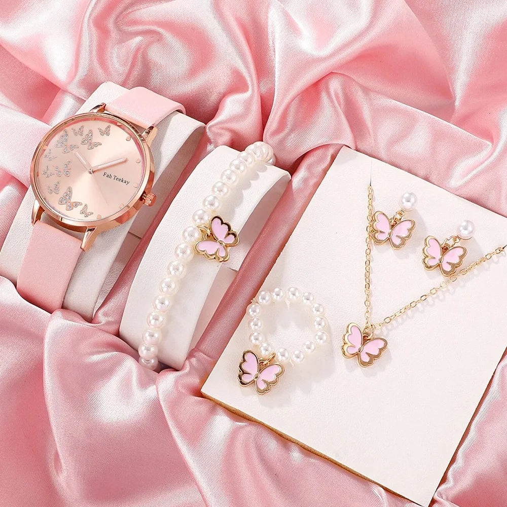 5pcs Set Womens Watches Ladies Fashion Watch New Simple Casual Women WristWatch Bracelet Gift