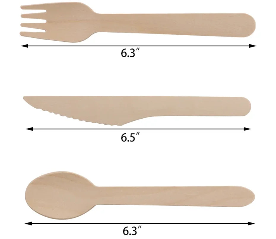 Wholesale Huikang Wedding Classic Spoon Forks Knives Biodegradable Bamboo Cutlery Set Disposable