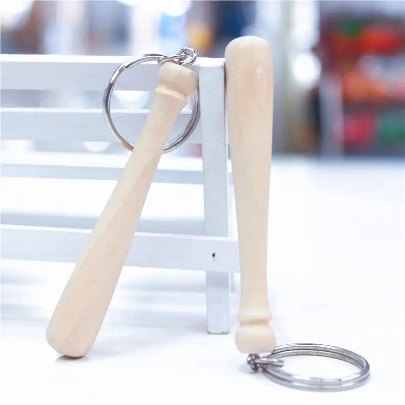 Unfinished Mini Wooden Baseball Bats Unpainted Wood Baseball Bats Beads Keychain Accessories for DIY Craft Supplies Key Chains