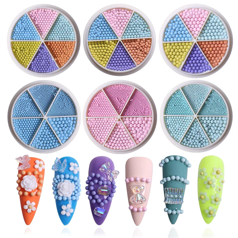 Nail Supplies Solid Color Bead Accessories Mix Sizes Colorful Pearls DIY Nail Decoration