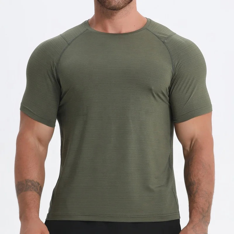 Custom Mens Gym Shirt Breathable Polyester t Shirt Elastic Sweat Short Sleeve Shirt