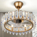 Luxurious Gold Remote Control Ceiling Fan with Light Elegant Crystal Chandeliers & Pendant Lights CE Certified