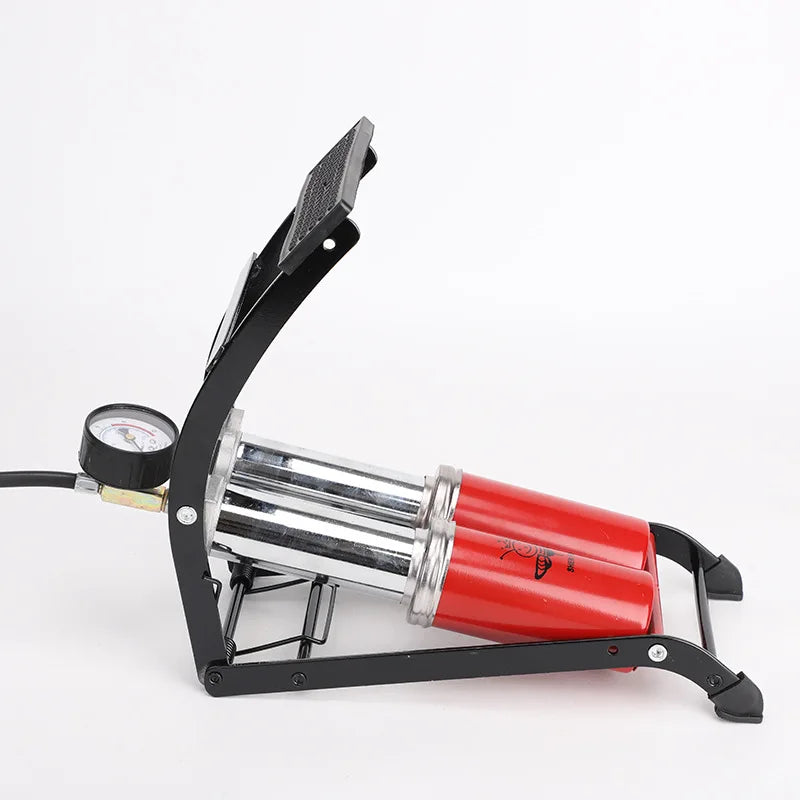 Cycling Double Cylinder Foot Pump Inflator Bike Pump with Pressure Gauge