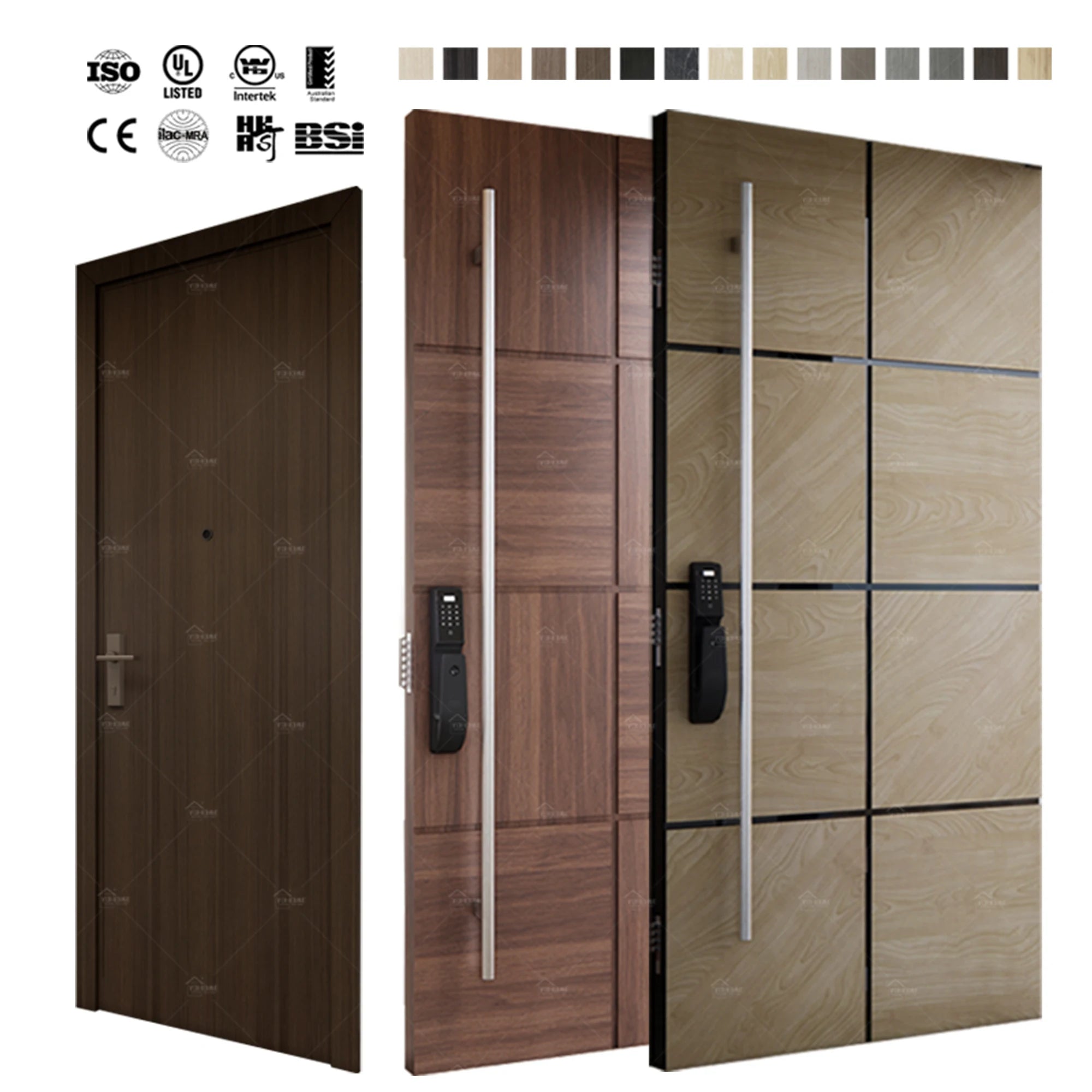 British Style External Wood Doors for Villas Plain Hardwood Front Entry Door Modern Main Hotel Interior and Exterior Doors