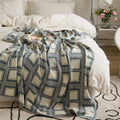 100% Cotton square Lattice Knitted Throw Blanket for Camping Outside YY
