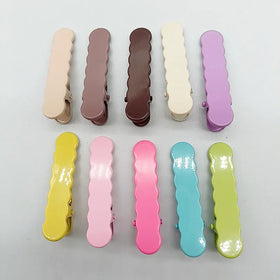 1.3cm*5cm Frilly Edge Oval Hair Clips Colorful Metal Alligator Clips Plain Hair Barrettes for DIY Kids Hair Accessories