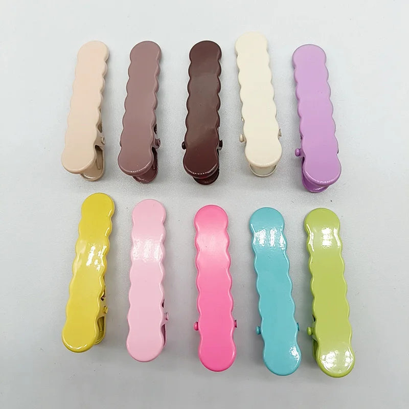 1.3cm*5cm Frilly Edge Oval Hair Clips Colorful Metal Alligator Clips Plain Hair Barrettes for DIY Kids Hair Accessories