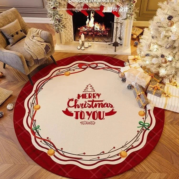 Modern Christmas Style Floral Faux Cashmere Polyester Rug Cool Bedside Carpet for Bedroom Living Room Coffee Table Decoration
