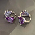 Fashion Personality Brass Plating Silver Platinum Inlay Purple Heart AAAAA Zircon Hoop Earrings Girls Jewelry Factory Wholesale