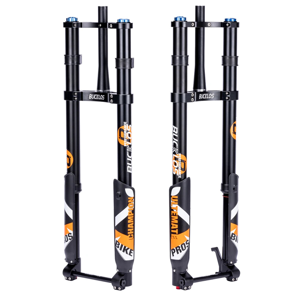 BUCKLOS 20/26 Inch Air Suspension Downhill Inverted Fork Double Crown Inverted Fork for 5.0 Electric Bike Fork