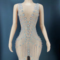 FasLadies Evening Dress Female New Style Toast Dress Sexy Sleeveless Flowers Stone Dresshion