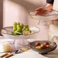 European-style Modern Luxury Glass Plant Pattern Fruit Tray High-end Light Snack Plate for Giveaways